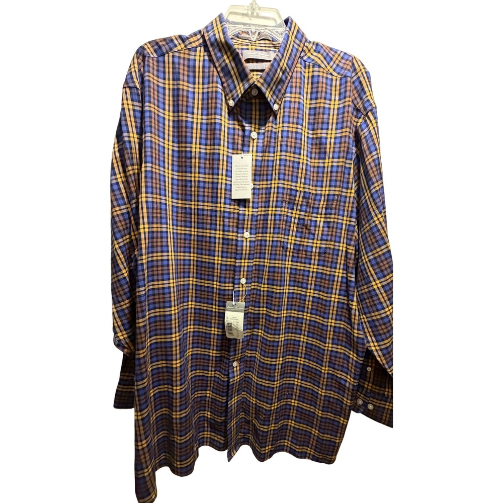 Daniel Cremieux Signature Collection Plaid Shirt Mens XXL Blue Gold Non-Iron NEW - Picture 5 of 15